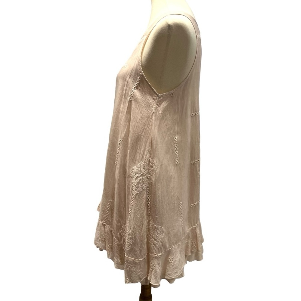 Johnny Was NWT Pale Pink Embroidered Boho Sleeveless Tunic Top Women’s Small - Picture 4 of 11